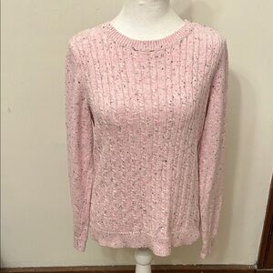 Talbots Pink Flecked Cable Knit Women's Sweater Size M EUC